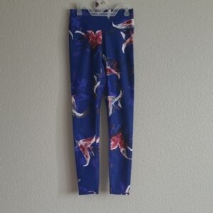 Fabletics Blue Floral Ankle Pants
